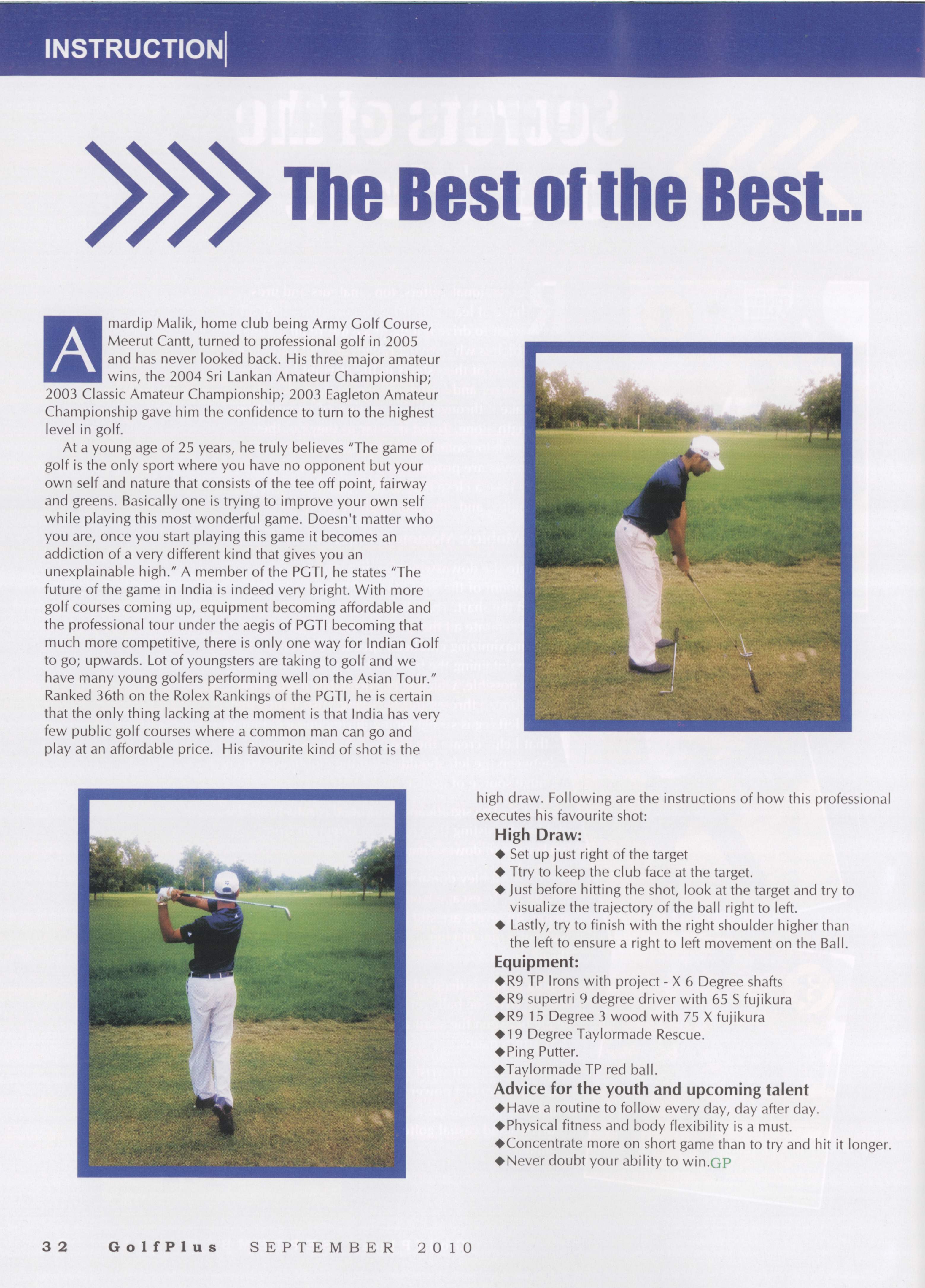 'Best of the Best' ... Golf Instruction (article by Sanam Merchant)