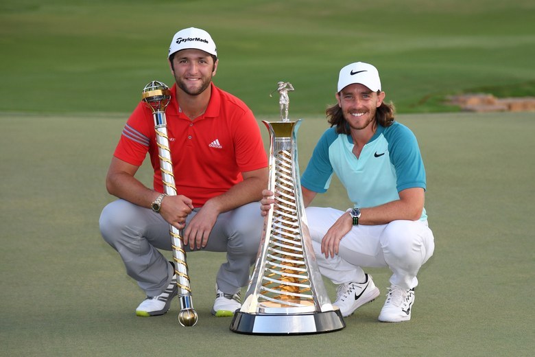Jon Rahm and Tommy Fleetwood at DP World Tour Championship Dubai