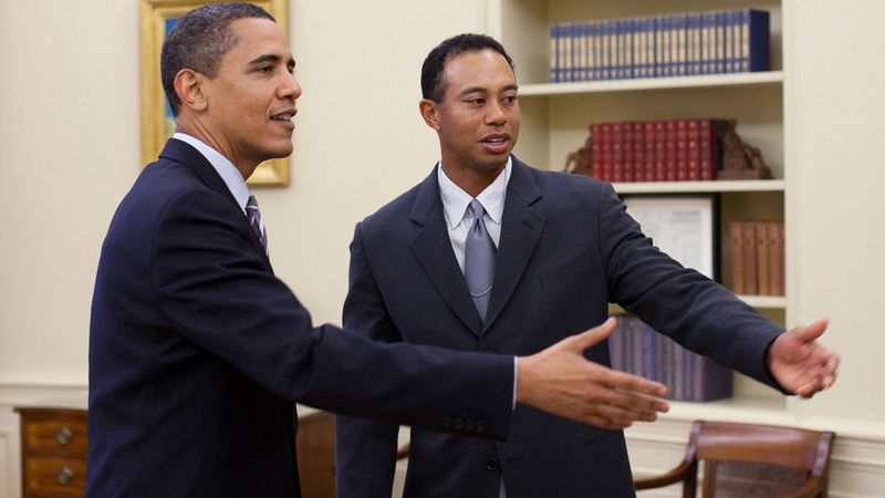 Obama with Tiger Woods