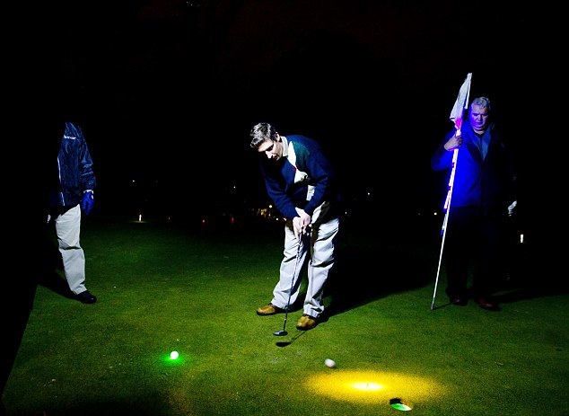 Playing golf in dark, night Golf, crazy golfers, Golf obsession