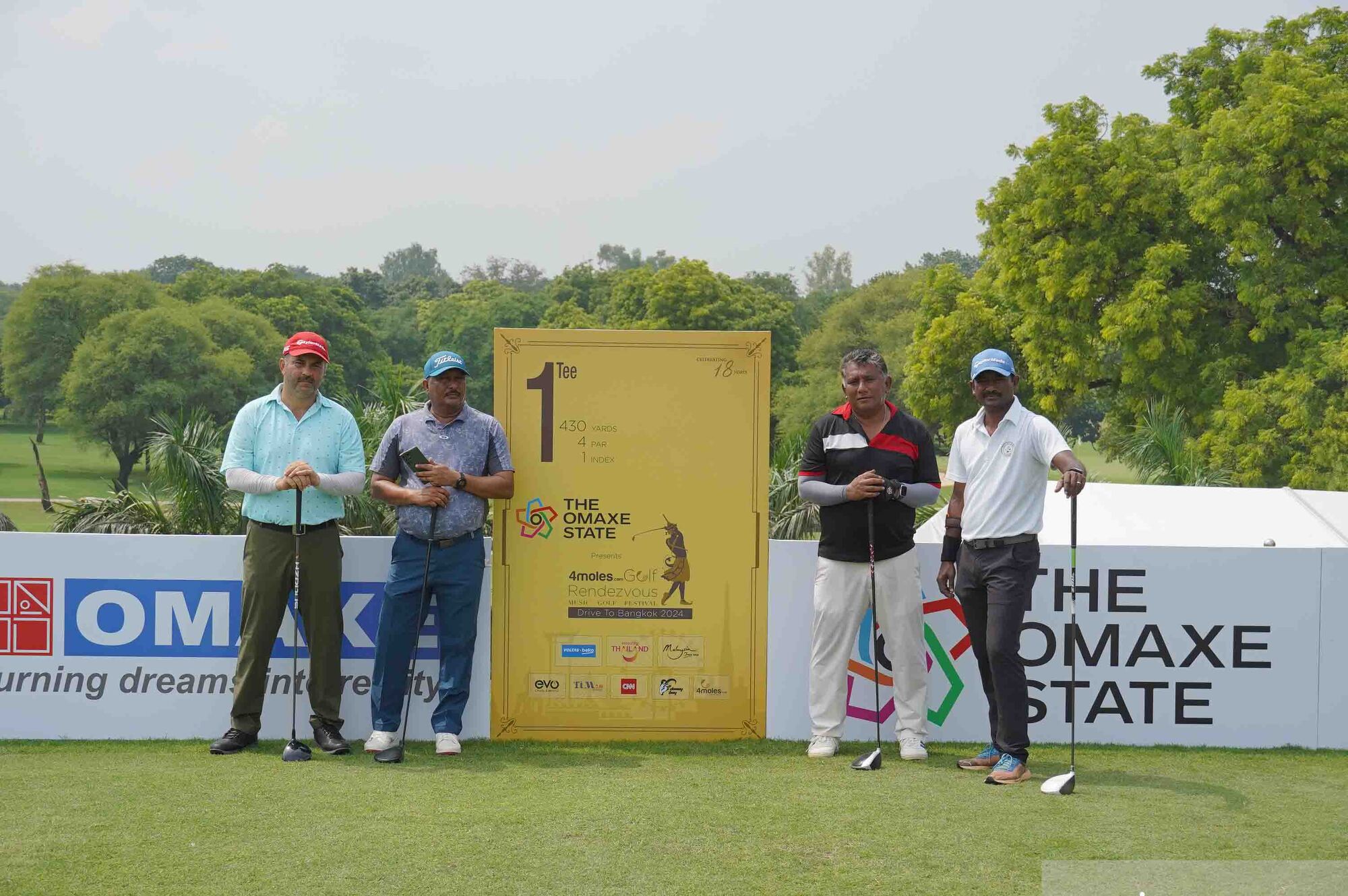 (From left to right) Gaurav Chaturvedi, Dhirendra Sajwan, Ajay Negi, Babloo Das about to start the game at The Omaxe State presents 4moles Golf Rendezvous at Qutab Golf Course, Delhi.