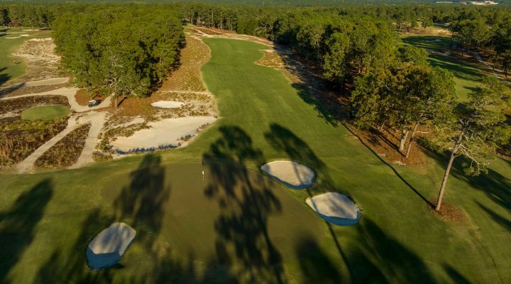 Pinehurst golf course at its best , a drone shot for 2024 US open